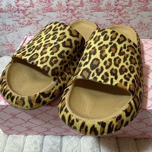 Leopard Print Slide Sandals
